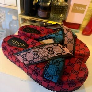 Women's Red and Pink Sandals